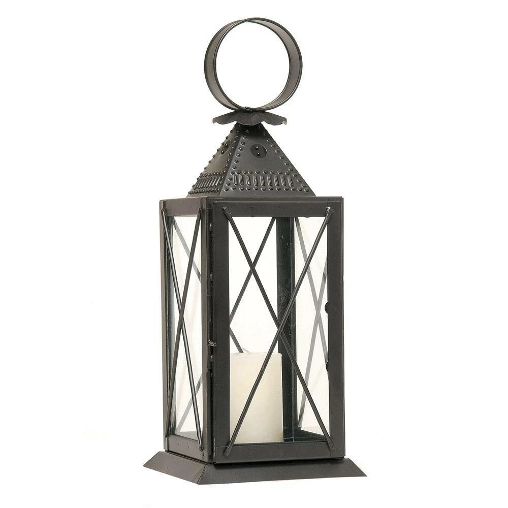 Achla Designs Indoor Outdoor Raleigh Tavern Lantern, 14.5 in. Tall Black Powder Coat Finish 4 Achla Designs Indoor Outdoor Raleigh Tavern Lantern, 14.5 in. Tall Black Powder Coat Finish - Image 2