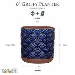 Southern Patio Griffy 5.9 in. x 6.1 in. Blue Ceramic Indoor Pot 20 Southern Patio Griffy 5.9 in. x 6.1 in. Blue Ceramic Indoor Pot -Achla Designs Shop blue southern patio plant pots crm 081562 40 1000