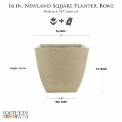 Southern Patio Newland Large 16 in. x 13.5 in. High Density Resin Bone Square Planter 14 Southern Patio Newland Large 16 in. x 13.5 in. High Density Resin Bone Square Planter -Achla Designs Shop bone southern patio plant pots hdr 012184 40 1000