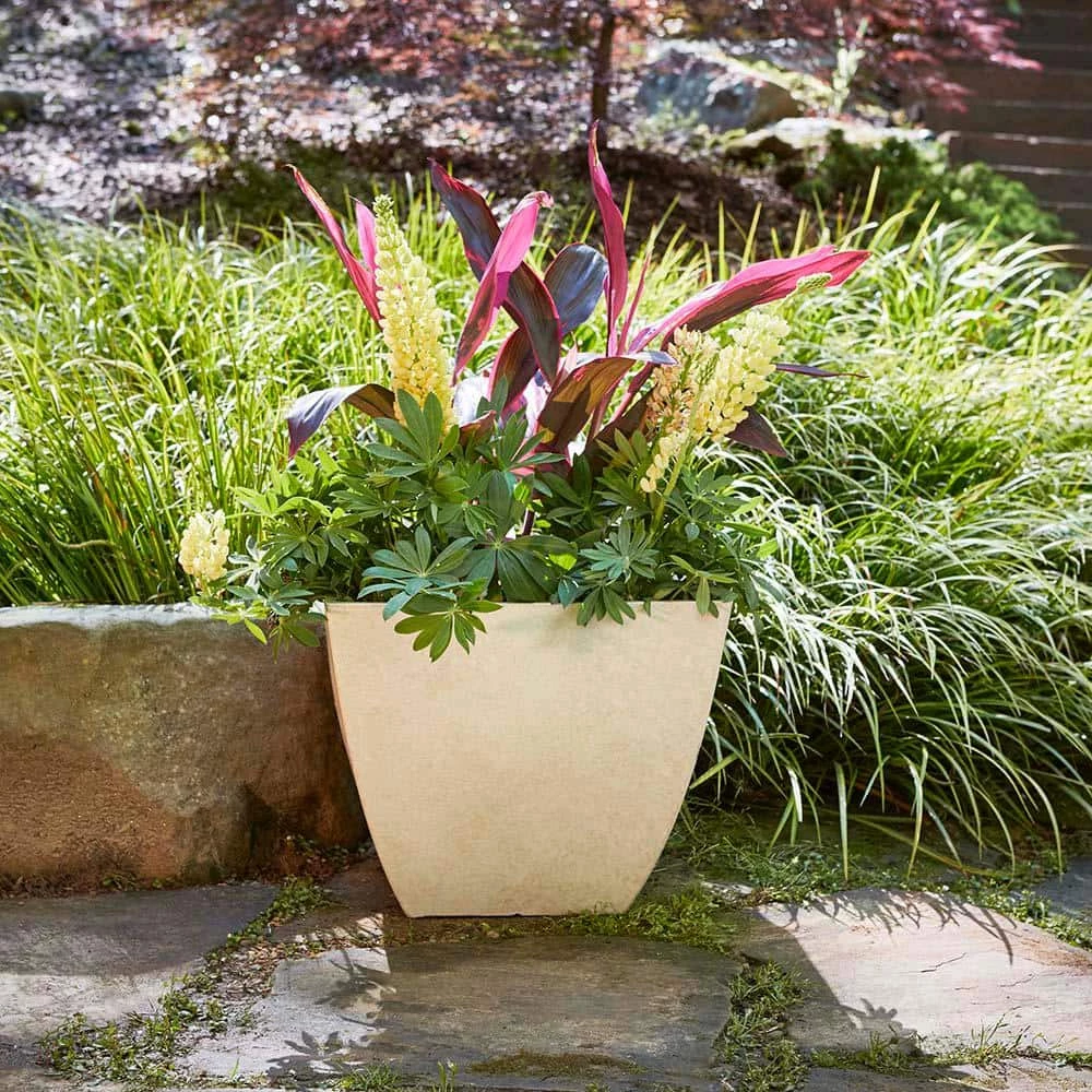 Southern Patio Newland Large 16 in. x 13.5 in. High Density Resin Bone Square Planter 6 Southern Patio Newland Large 16 in. x 13.5 in. High Density Resin Bone Square Planter - Image 4