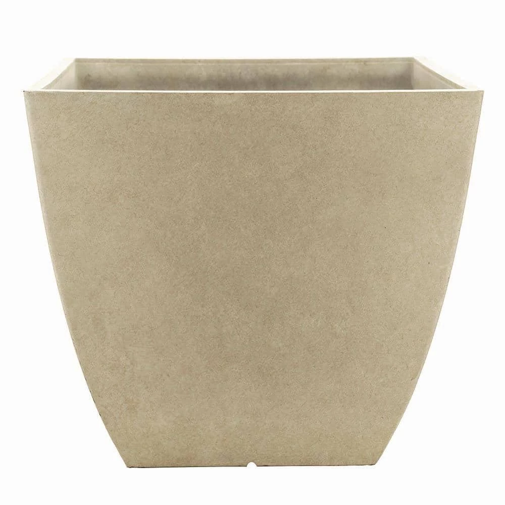 Southern Patio Newland Large 16 in. x 13.5 in. High Density Resin Bone Square Planter 3 Southern Patio Newland Large 16 in. x 13.5 in. High Density Resin Bone Square Planter