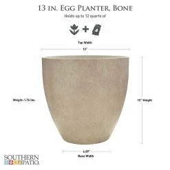 Southern Patio 13 in. x 12 in. Bone High-Density Resin Egg Planter 14 Southern Patio 13 in. x 12 in. Bone High-Density Resin Egg Planter -Achla Designs Shop bone southern patio plant pots hdr 012344 40 1000