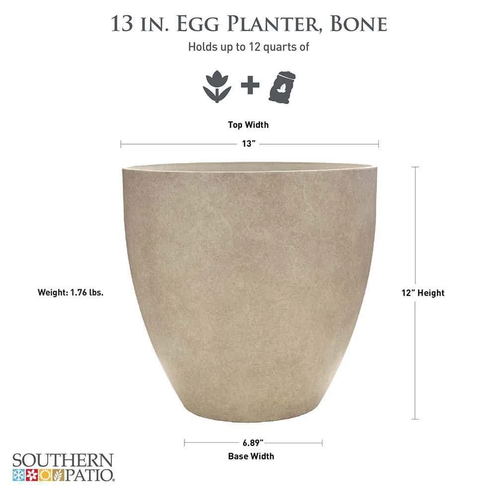 Southern Patio 13 in. x 12 in. Bone High-Density Resin Egg Planter 5 Southern Patio 13 in. x 12 in. Bone High-Density Resin Egg Planter - Image 3