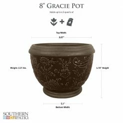 Southern Patio Gracie 8 in. x 6.1 in. Brown Ceramic Indoor Pot (2-Pack) -Achla Designs Shop brown southern patio plant pots crm 047063p2 40 1000