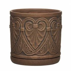 Southern Patio Roman 12 in. x 12 in. Brown Ceramic Indoor Pot