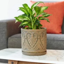 Southern Patio Roman 12 in. x 12 in. Brown Ceramic Indoor Pot -Achla Designs Shop brown southern patio plant pots crm 081548 77 1000