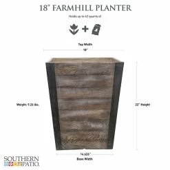 Southern Patio Farmhill Large 18 in. x 22 in. Brown High-Density Resin Tall Planter -Achla Designs Shop brown southern patio plant pots hdr 049500 40 1000