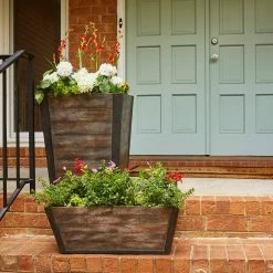 Southern Patio Farmhill Large 18 in. x 22 in. Brown High-Density Resin Tall Planter -Achla Designs Shop brown southern patio plant pots hdr 049500 c3 1000