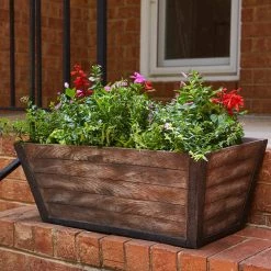 Southern Patio Farmhill 24 in. x 9 in. Brown High-Density Resin Deck Box Planter -Achla Designs Shop brown southern patio plant pots hdr 049517 31 1000