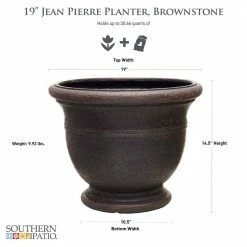 Southern Patio Jean Pierre Large 19 in. x 14.5 in. Brownstone Resin Composite Planter 14 Southern Patio Jean Pierre Large 19 in. x 14.5 in. Brownstone Resin Composite Planter -Achla Designs Shop brownstone southern patio plant pots cmx 054726 40 1000