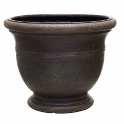 Southern Patio Jean Pierre Large 19 in. x 14.5 in. Brownstone Resin Composite Planter
