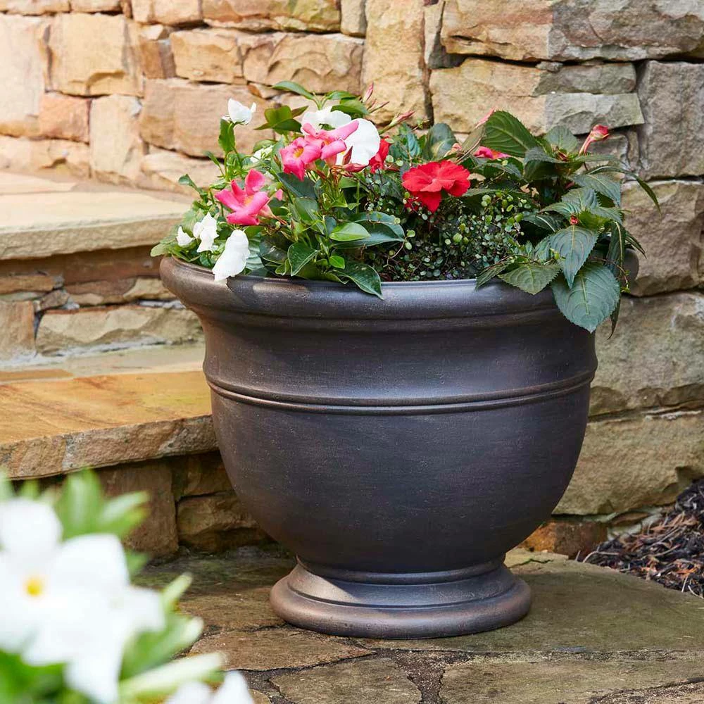 Southern Patio Jean Pierre Large 19 in. x 14.5 in. Brownstone Resin Composite Planter 8 Southern Patio Jean Pierre Large 19 in. x 14.5 in. Brownstone Resin Composite Planter - Image 6