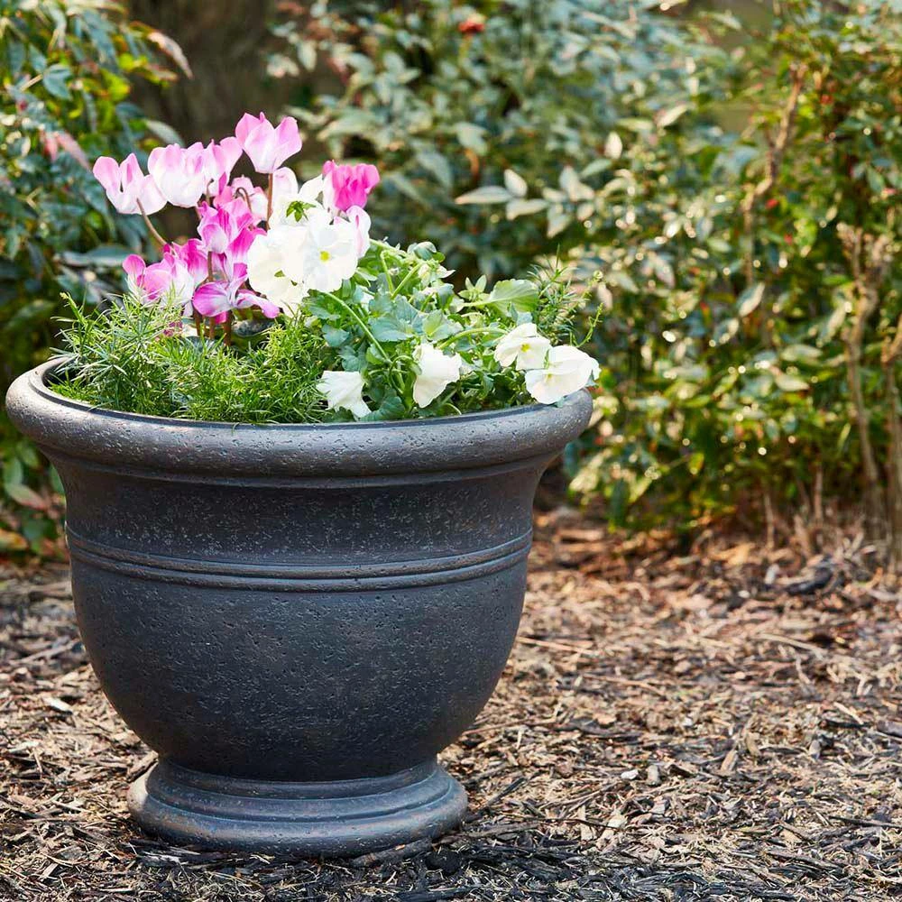 Southern Patio Jean Pierre Large 19 in. x 14.5 in. Brownstone Resin Composite Planter 6 Southern Patio Jean Pierre Large 19 in. x 14.5 in. Brownstone Resin Composite Planter - Image 4