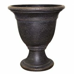 Southern Patio Jean Pierre Large 16 in. x 18 in. Brownstone Resin Composite Urn Planter
