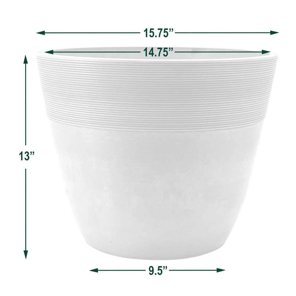 Arcadia Garden Products Etched 15.75 in. x 13 in. Cement Composite PSW Pot 6 Arcadia Garden Products Etched 15.75 in. x 13 in. Cement Composite PSW Pot - Image 4