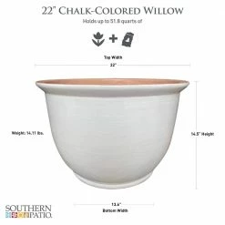 Southern Patio Willow Large 22 in. x 14.5 in. Chalk-Colored Resin Composite Planter -Achla Designs Shop chalk southern patio plant pots cmx 088752 40 1000