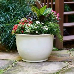 Southern Patio Willow Large 22 in. x 14.5 in. Chalk-Colored Resin Composite Planter -Achla Designs Shop chalk southern patio plant pots cmx 088752 77 1000