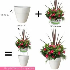 Southern Patio Rosemary 11.4 in. x 9.8 in. Chalk High-Density Resin Planter Fits 10 in. Drop N'Bloom -Achla Designs Shop chalk southern patio plant pots hdr 052777 1f 1000