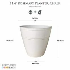 Southern Patio Rosemary 11.4 in. x 9.8 in. Chalk High-Density Resin Planter Fits 10 in. Drop N'Bloom -Achla Designs Shop chalk southern patio plant pots hdr 052777 40 1000