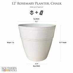 Southern Patio Rosemary 12.1 in. x 10.9 in. Chalk High-Density Resin Planter Fits 12 in. Drop N'Bloom -Achla Designs Shop chalk southern patio plant pots hdr 052784 40 1000