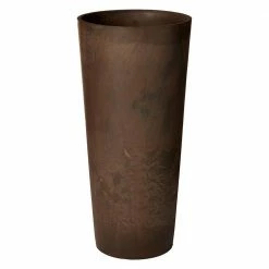 Arcadia Garden Products Contempo Tall Round 13 in. x 28 in. Chocolate Marble PSW Planter
