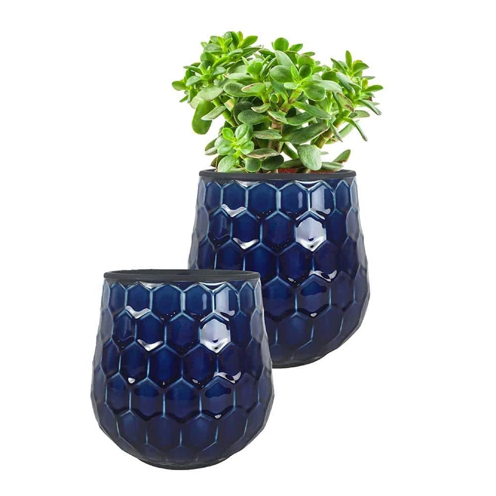 Southern Patio Honeycomb 8 in. Dia Cobalt Blue Ceramic Indoor Pot (2-Pack) 3 Southern Patio Honeycomb 8 in. Dia Cobalt Blue Ceramic Indoor Pot (2-Pack)