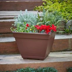Southern Patio Newbury 14.88 in. x 11 in. Cocoa Resin Deck Box Planter -Achla Designs Shop cocoa southern patio plant pots nq1510co 40 1000