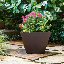 Southern Patio Newbury 14.88 in. x 11 in. Cocoa Resin Deck Box Planter -Achla Designs Shop cocoa southern patio plant pots nq1510co 77 1000