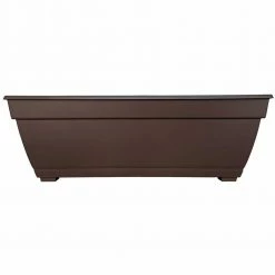 Southern Patio Newbury 27" Dia. Cocoa Plastic Deck Box Planter