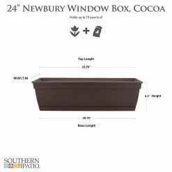 Southern Patio Newbury 24 in. Dia. Cocoa Plastic Window Box Planter -Achla Designs Shop cocoa southern patio window boxes nw2412co 40 1000