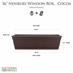 Southern Patio Newbury 7.86 in. x 35.75 in. Cocoa Resin Window Box with Saucer 13 Southern Patio Newbury 7.86 in. x 35.75 in. Cocoa Resin Window Box with Saucer -Achla Designs Shop cocoa southern patio window boxes nw3612co 40 1000