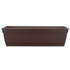 Achla Designs Shop 27 Southern Patio Newbury 7.86 in. x 35.75 in. Cocoa Resin Window Box with Saucer