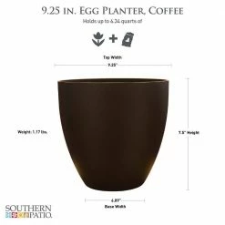 Southern Patio 9.25 in. x 7.5 in. Coffee High-Density Resin Egg Planter -Achla Designs Shop coffee southern patio plant pots hdr 012320 40 1000