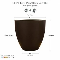 Southern Patio 13 in. x 12 in. Coffee High-Density Resin Egg Planter -Achla Designs Shop coffee southern patio plant pots hdr 012351 40 1000