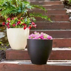 Southern Patio 13 in. x 12 in. Coffee High-Density Resin Egg Planter -Achla Designs Shop coffee southern patio plant pots hdr 012351 fa 1000