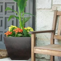 Southern Patio Newland Large 16 in. x 13.5 in. Coffee High Density Resin Square Planter -Achla Designs Shop coffee southern patio plant pots hdr 019275 1f 1000