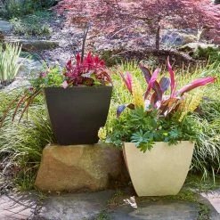 Southern Patio Newland Large 16 in. x 13.5 in. Coffee High Density Resin Square Planter -Achla Designs Shop coffee southern patio plant pots hdr 019275 44 1000