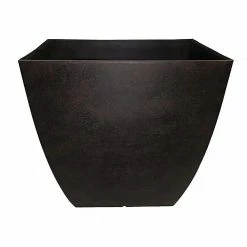 Southern Patio Newland Large 16 in. x 13.5 in. Coffee High Density Resin Square Planter