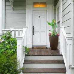 Southern Patio Newland 11.89 in. x 20.75 in. Coffee High-Density Resin Square Tall Outdoor Planter -Achla Designs Shop coffee southern patio plant pots hdr 029892 1f 1000