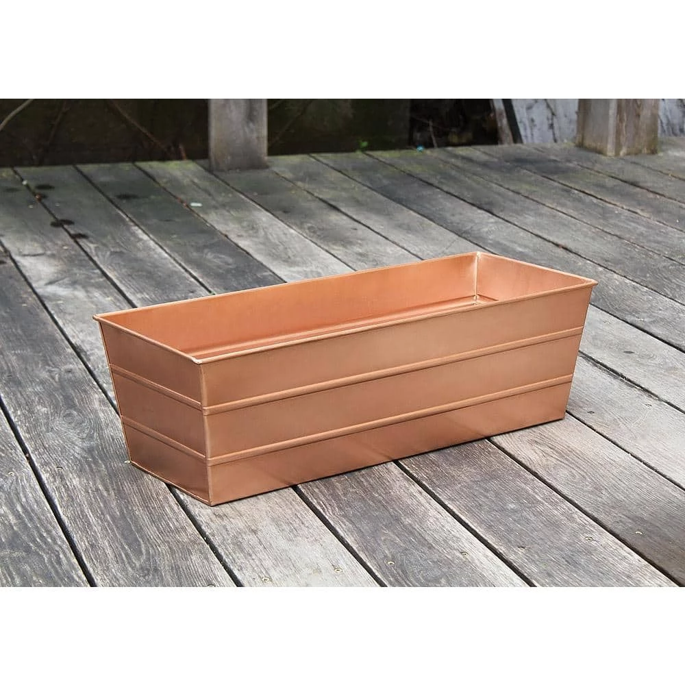 Achla Designs Medium Galvanized Steel Flower Box Planter, 24 in. W Copper Plated 6 Achla Designs Medium Galvanized Steel Flower Box Planter, 24 in. W Copper Plated - Image 4