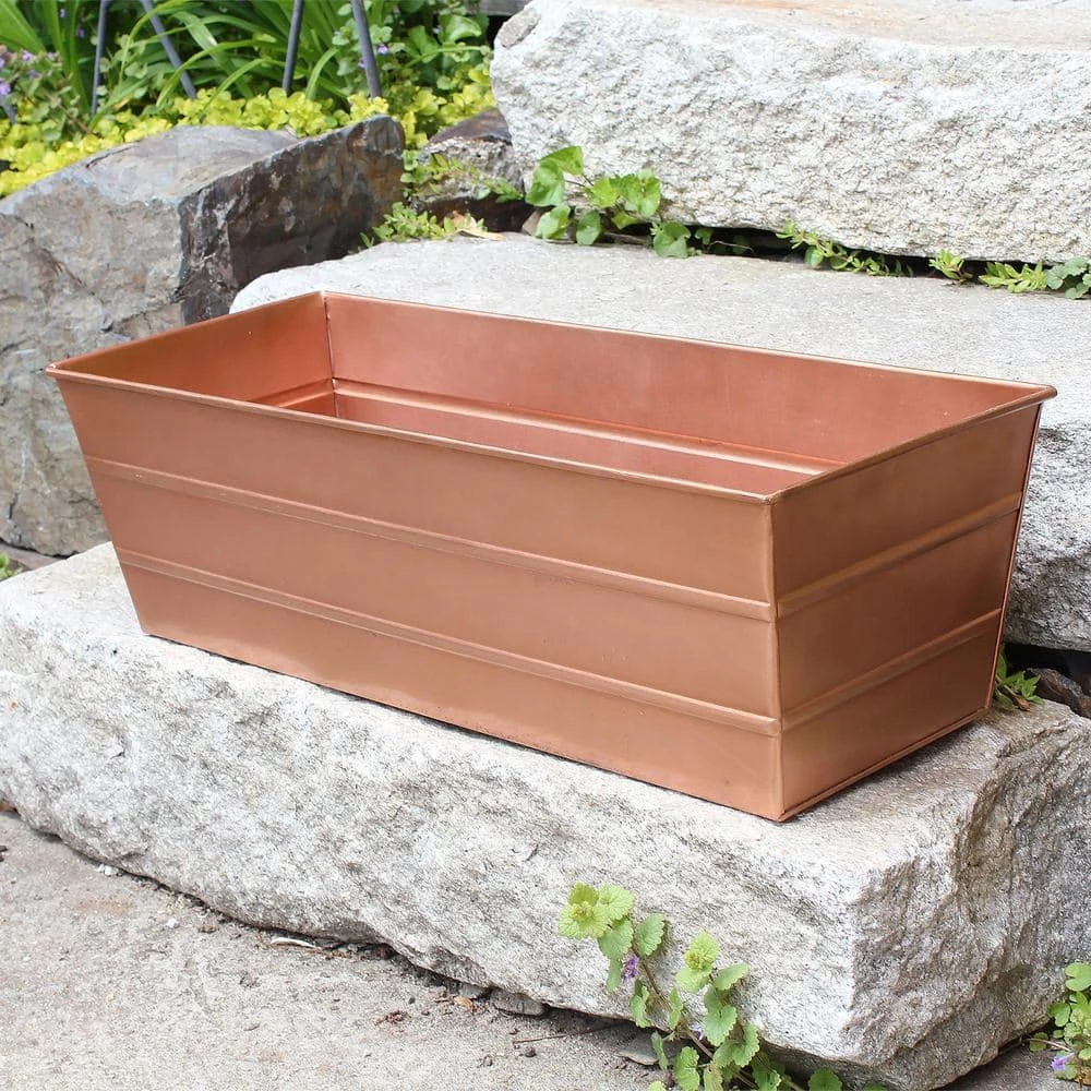 Achla Designs Medium Galvanized Steel Flower Box Planter, 24 in. W Copper Plated 7 Achla Designs Medium Galvanized Steel Flower Box Planter, 24 in. W Copper Plated - Image 5