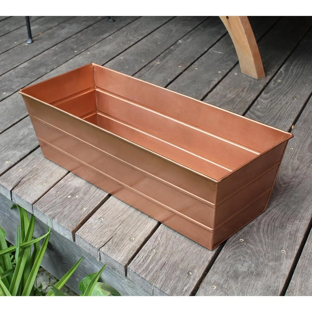 Achla Designs Medium Galvanized Steel Flower Box Planter, 24 in. W Copper Plated 5 Achla Designs Medium Galvanized Steel Flower Box Planter, 24 in. W Copper Plated - Image 3