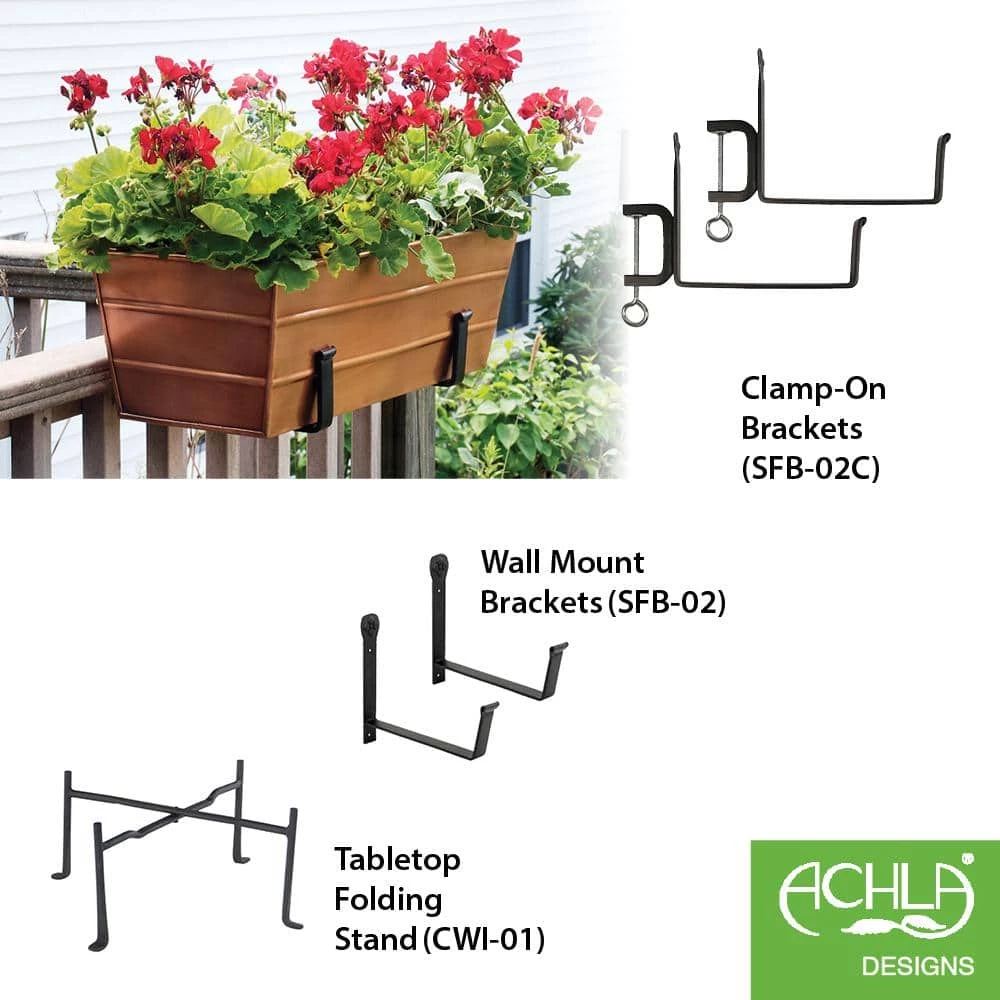 Achla Designs Medium Galvanized Steel Flower Box Planter, 24 in. W Copper Plated 8 Achla Designs Medium Galvanized Steel Flower Box Planter, 24 in. W Copper Plated - Image 6