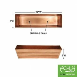Achla Designs Small Galvanized Steel Flower Box Planter, 22 in. W Copper Plated -Achla Designs Shop copper achla designs window boxes c 08c c3 1000