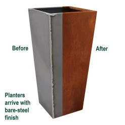 Arcadia Garden Products Contempo 13 in. x 28 in. Corten Steel Square Planter -Achla Designs Shop copper arcadia garden products plant pots ct06 c3 1000