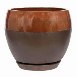 Southern Patio Kendall 11.81 in. x 7.09 in. Copper Ceramic Indoor Egg Planter