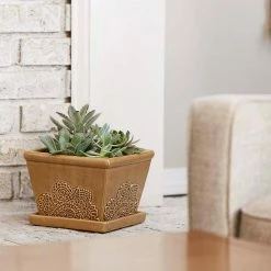 Southern Patio Provence 8 in. x 7 in. Cork Brown Ceramic Indoor Pot (2-Pack) -Achla Designs Shop cork southern patio plant pots crm 030843p2 a0 1000