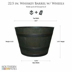 Southern Patio 22.5 in. Dia x 15 in. H Dark Brown High-Density Resin Whiskey Barrel Planter with Wheels 14 Southern Patio 22.5 in. Dia x 15 in. H Dark Brown High-Density Resin Whiskey Barrel Planter with Wheels -Achla Designs Shop dark brown southern patio barrel planters hdr 080947 40 1000