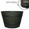 Southern Patio 22.5 in. Dia x 15 in. H Dark Brown High-Density Resin Whiskey Barrel Planter with Wheels -Achla Designs Shop dark brown southern patio barrel planters hdr 080947 64 1000