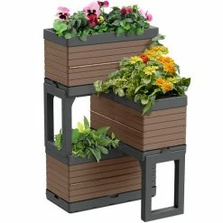 Southern Patio FlexSpace 22 in. x 11 in. x 13 in. Dark Brown Resin Modular Raised Garden Bed -Achla Designs Shop dark brown southern patio elevated garden beds hdr 090403 1d 1000